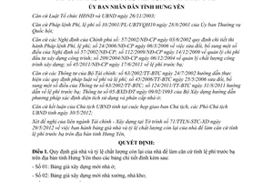Quyết định 867/QĐ-UBND năm 2012 quy định giá nhà và tỷ lệ chất lượng còn lại của