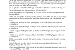 Thông báo 239/TB-BTC điều hành kinh doanh xăng dầu