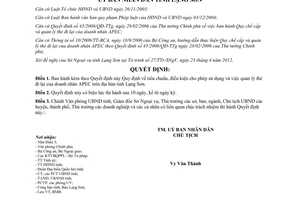 Quyết định 16/2012/QĐ-UBND Quy định tiêu chuẩn điều kiện cho phép sử dụng