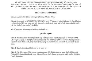 Quyết định 671/QĐ-TTg năm 2012 chính sách xây dựng và phát triển khu kinh tế