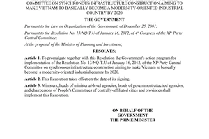 Resolution No. 16/NQ-CP promulgating the action program for implementation