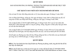 Quyết định 3005/QĐ-UBND năm 2012 ứng phó bão đổ bộ trực tiếp Hồ Chí Minh