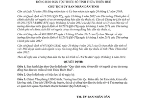 Quyết định 1006/QĐ-UBND năm 2012 mức hỗ trợ chế độ đối với người có uy tín