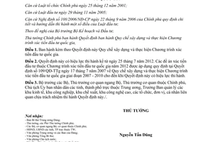 Quyết định 26/2012/QĐ-TTg Chương trình xúc tiến đầu tư quốc gia