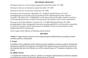 Decision No. 704/QD-TTg approving the scheme for innovating enterprise administr