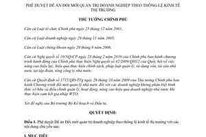 Quyết định 704/QĐ-TTg năm 2012 phê duyệt Đề án Đổi mới quản trị doanh nghiệp