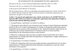 Decree No. 50/2012/ND-CP on amendment and supplement of a number of articles