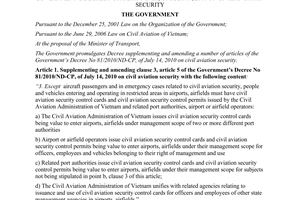 Decree No. 51/2012/ND-CP supplementing and amending a number of articles of the