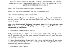 Nghị định 50/2012/NĐ-CP sửa đổi đăng ký quốc tịch và quyền đối với tàu bay