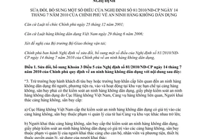 Nghị định 51/2012/NĐ-CP sửa đổi Nghị định 81/2010/NĐ-CP về an ninh hàng không