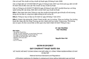 Thông tư 14/2012/TT-BCT Quy chuẩn kỹ thuật quốc gia thuốc nổ nhũ tương