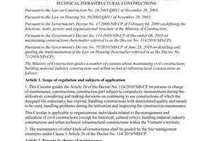 Circular No. 02/2012/TT-BXD guiding a number of contents about maintaining civil