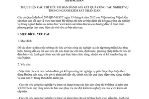 Hướng dẫn 17/HD-VKSTC thực hiện chỉ tiêu cơ bản đánh giá kết quả công tác