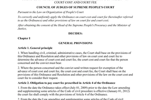 Resolution No. 01/2012/NQ-HDTP guidance on application of a number of provisions