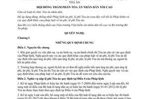 Nghị quyết 01/2012/NQ-HĐTP hướng dẫn áp dụng pháp luật án phí lệ phí Tòa án