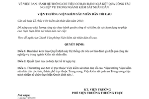 Quyết định 297/QĐ-VKSTC năm 2012  Hệ thống chỉ tiêu cơ bản đánh giá kết quả