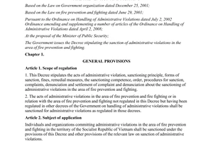 Decree No. 52/2012/ND-CP regulations on sanction of administrative violation in