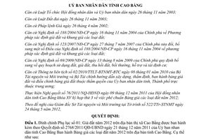 Quyết định 04/2012/QĐ-UBND đính chính Bảng giá các loại đất Cao Bằng