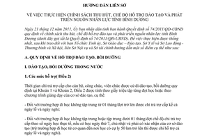 Hướng dẫn liên sở 372/HDLS-NV-TC 2012 thu hút hỗ trợ đào tạo phát triển nguồn nhân lực Bình Dương