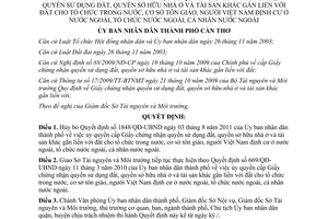Quyết định 1460/QĐ-UBND 2012 quy định ủy quyền cấp Giấy chứng nhận quyền sử dụng đất Cần Thơ