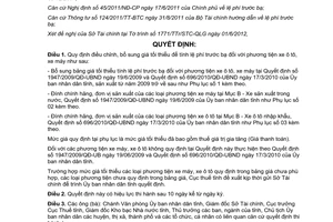 Quyết định 1484/2012/QĐ-UBND điều chỉnh quy định giá tối thiểu xe máy ô tô