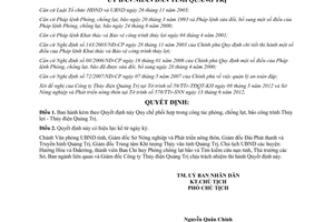 Quyết định 1056/QĐ-UBND 2012 phòng chống lụt bão công trình Thủy lợi Thủy điện Quảng Trị