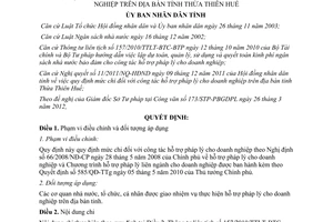 Quyết định 12/2012/QĐ-UBND quy định mức chi công tác hỗ trợ pháp lý doanh nghiệp