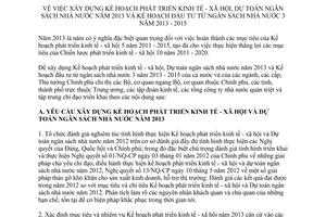 Chỉ thị 19/CT-TTg năm 2012 xây dựng Kế hoạch phát triển kinh tế - xã hội