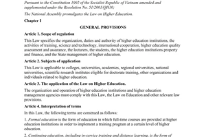 Law No. 08/2012/QH13 on higher education