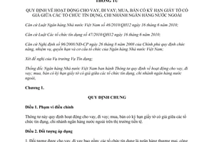 Thông tư 21/2012/TT-NHNN quy định về hoạt động cho, đi vay mua, bán có kỳ hạn