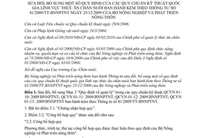 Thông tư 23/2012/TT-BNNPTNT sửa đổi Quy chuẩn kỹ thuật quốc gia lĩnh vực thức ăn