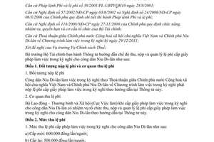 Thông tư 97/2012/TT-BTC lệ phí cấp giấy phép làm việc trong kỳ nghỉ