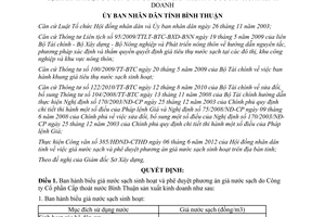 Quyết định 22/2012/QĐ-UBND về giá nước sạch và phê duyệt phương án giá nước sạch