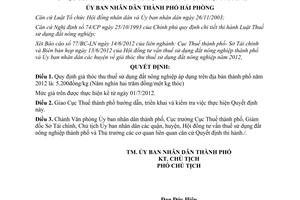 Quyết định 922/QĐ-UBND năm 2012 giá thóc thu thuế sử dụng đất nông nghiệp do