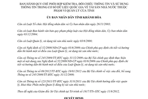 Quyết định 21/2012/QĐ-UBND về Quy chế phối hợp kiểm tra, đối chiếu thông tin và