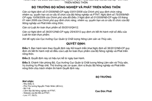 Quyết định 1443/QĐ-BNN-QLCL năm 2012 Kế hoạch triển khai Nghị định 38/2012/NĐ-CP