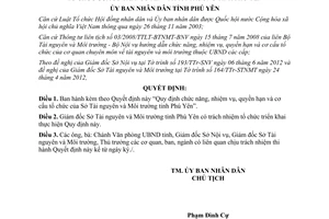 Quyết định 851/QĐ-UBND năm 2012 chức năng nhiệm vụ Sở Tài nguyên Phú Yên