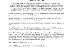 Thông tư liên tịch 06/2012/TTLT-BTP-BNG sửa đổi Thông tư liên tịch 11/2008/TTLT-