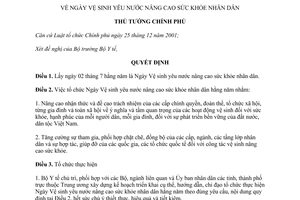 Quyết định 730/QĐ-TTg năm 2012 Ngày Vệ sinh yêu nước nâng cao sức khỏe nhân dân