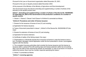 Decree No. 53/2012/ND-CP amending and supplementing a number of articles of the