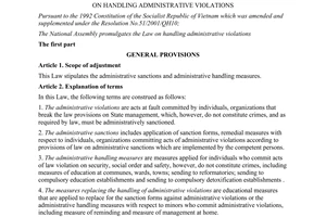 Law No. 15/2012/QH13 on handling administrative violations