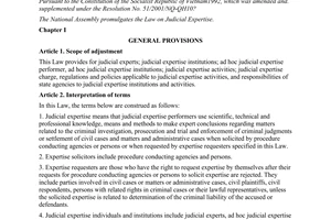 Law No. 13/2012/QH13 on judicial expertise