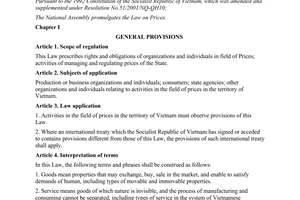 Law No 11/2012/QH13 on prices