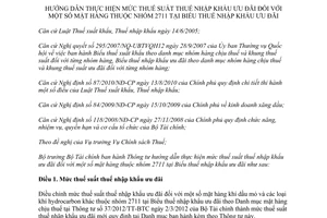 Thông tư 100/2012/TT-BTC hướng dẫn thực hiện mức thuế suất thuế nhập khẩu ưu đãi