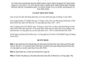 Quyết định 1104/QĐ-UBND kế hoạch xây dựng Thừa Thiên Huế thành trung tâm khoa học công nghệ cả nước 2015