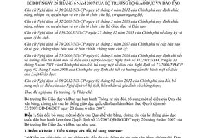 Thông tư 22/2012/TT-BGDĐT sửa đổi Quy chế văn bằng chứng chỉ hệ thống giáo dục