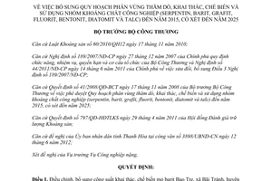 Quyết định 3511/QĐ-BCT năm 2012 bổ sung quy hoạch phân vùng thăm dò khai thác