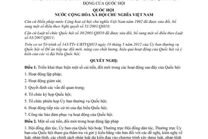 Nghị quyết 27/2012/QH13 cải tiến đổi mới để nâng cao chất lượng hiệu quả