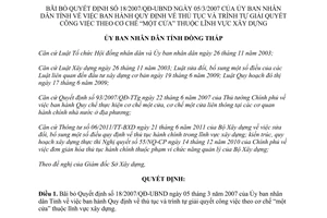 Quyết định 18/2012/QĐ-UBND bãi bỏ Quyết định 18/2007/QĐ-UBND Quy định