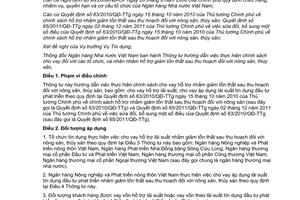 Thông tư 22/2012/TT-NHNN hỗ trợ nhằm giảm tổn thất sau thu hoạch nông thủy sản